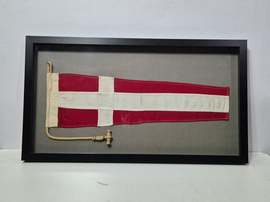 Vintage Framed Maritime Signal Pennant with Rope & Toggle