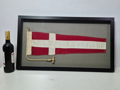 Vintage Framed Maritime Signal Pennant with Rope & Toggle
