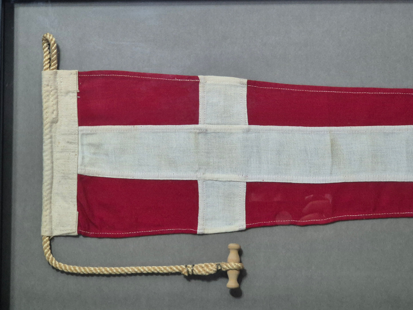 Vintage Framed Maritime Signal Pennant with Rope & Toggle
