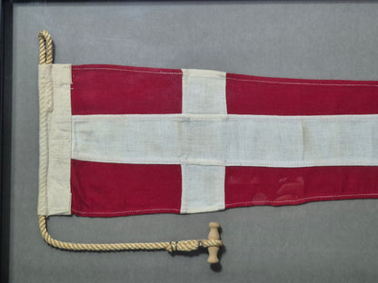 Vintage Framed Maritime Signal Pennant with Rope & Toggle