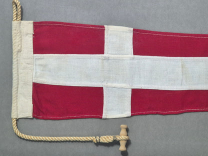 Vintage Framed Maritime Signal Pennant with Rope & Toggle