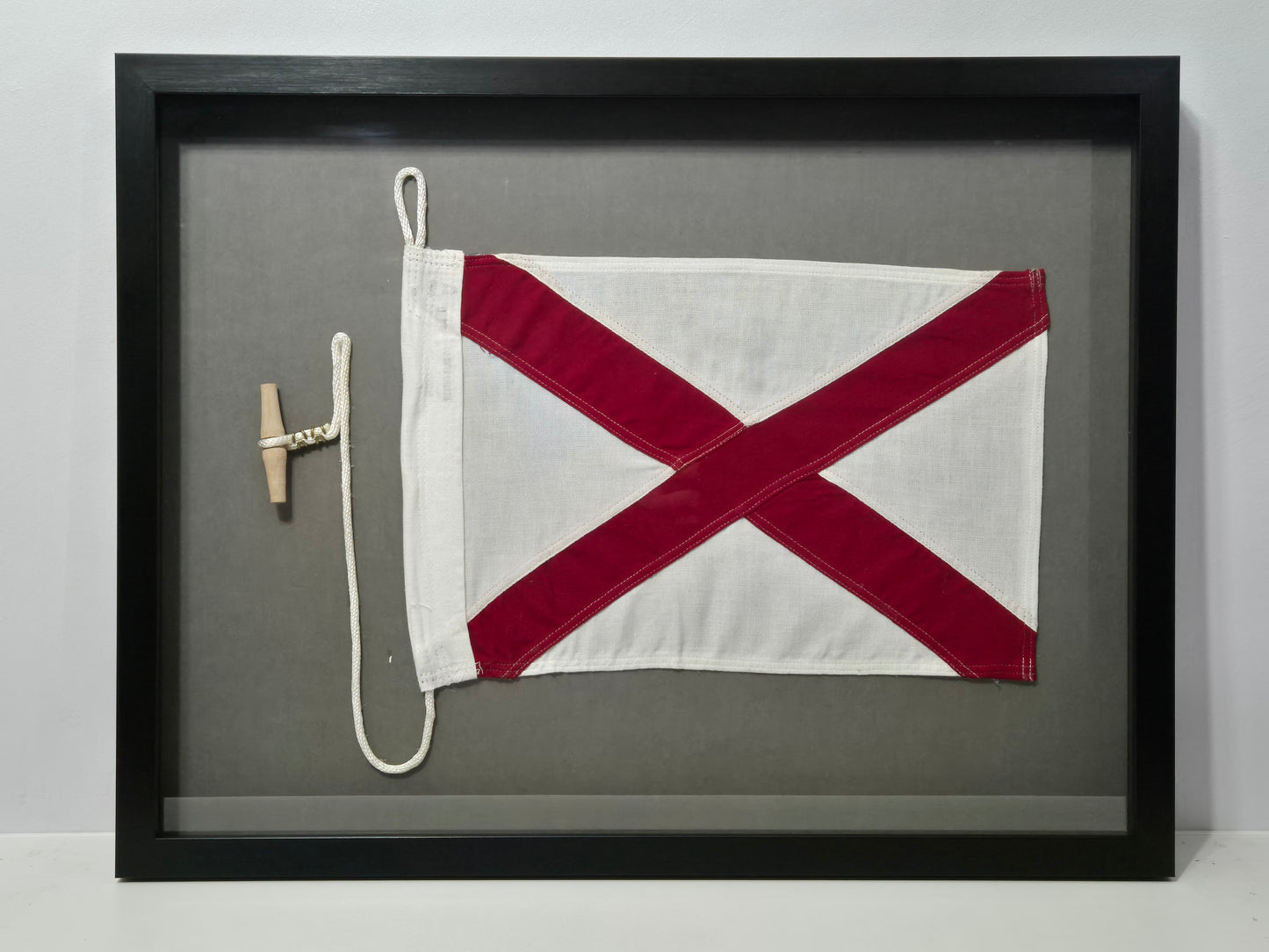 Framed International Code of Signals Victor (V) Linen Flag
