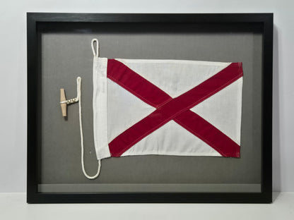 Framed International Code of Signals Victor (V) Linen Flag