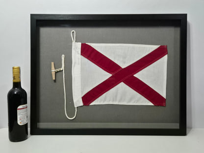 Framed International Code of Signals Victor (V) Linen Flag