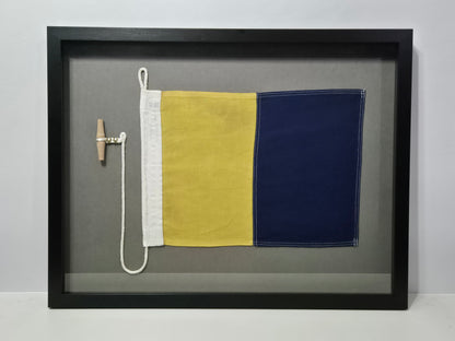 Framed International Code of Signals Kilo (K) Linen Flag