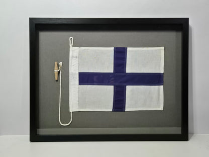 Framed International Code of Signals X-ray (X) Linen Flag