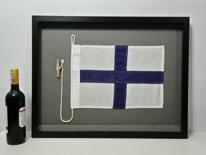 Framed International Code of Signals X-ray (X) Linen Flag
