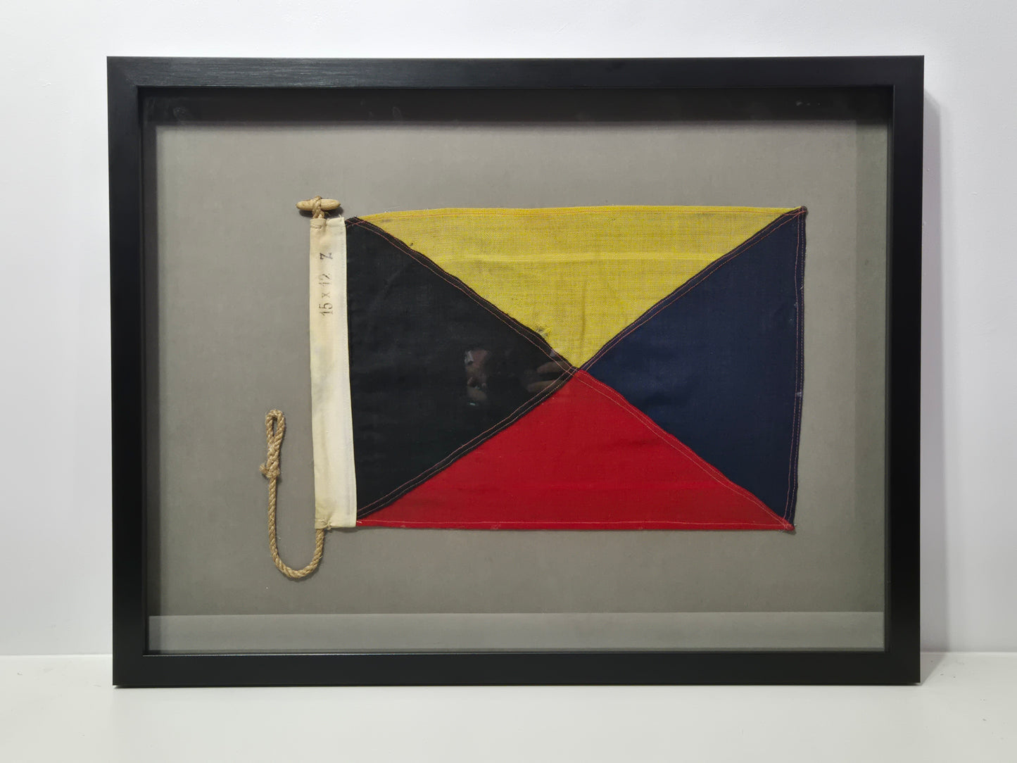 Framed International Code of Signals Zulu (Z) Linen Flag