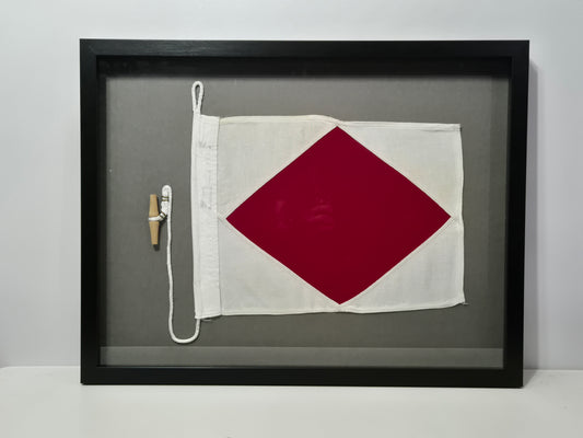 Framed International Code of Signals Foxtrot (F) Linen Flag