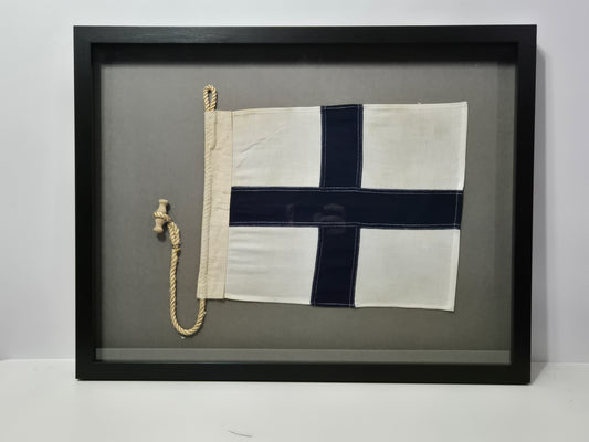 Framed International Code of Signals X-ray (X) Linen Flag
