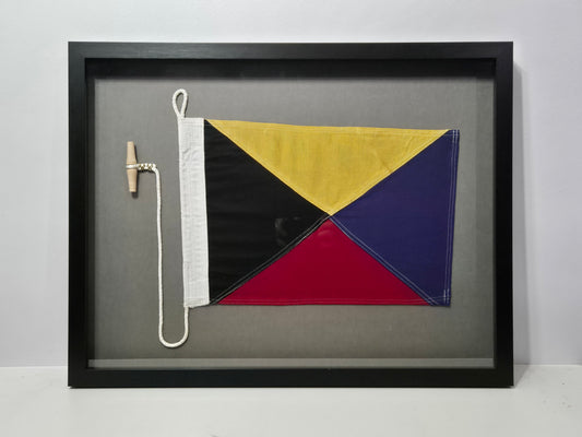 Framed International Code of Signals Zulu (Z) Linen Flag