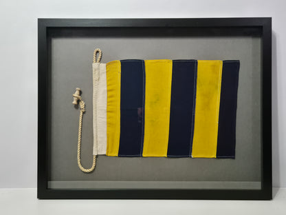 Framed International Code of Signals Delta (D) Linen Flag