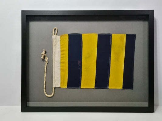 Framed International Code of Signals Delta (D) Linen Flag