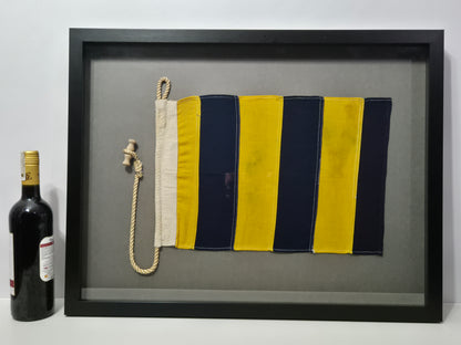 Framed International Code of Signals Delta (D) Linen Flag