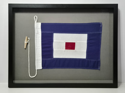 Framed International Code of Signals Papa (P) Linen Flag