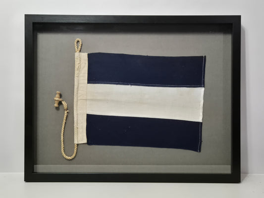Framed International Code of Signals Juliet (J) Linen Flag