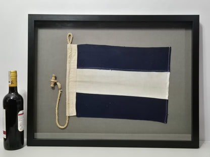 Framed International Code of Signals Juliet (J) Linen Flag