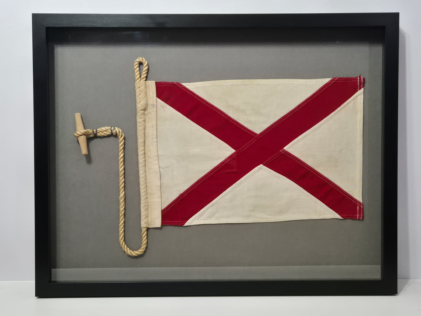 Framed International Code of Signals Victor (V) Linen Flag