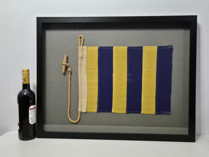 Framed International Code of Signals Delta (D) Linen Flag