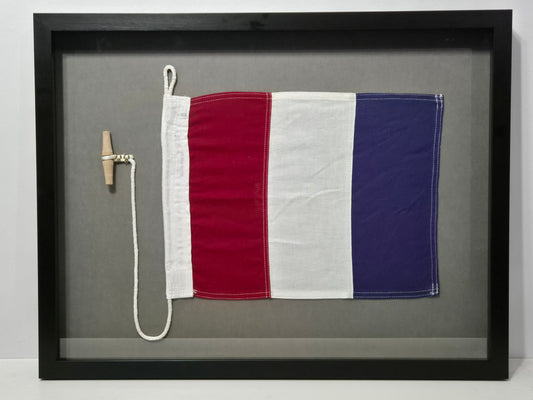 Framed International Code of Signals Tango (T) Linen Flag