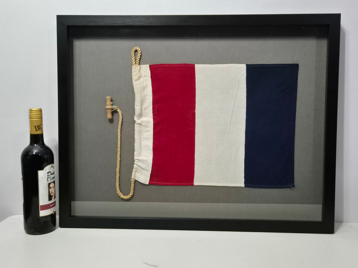 Framed International Code of Signals Tango (T) Linen Flag