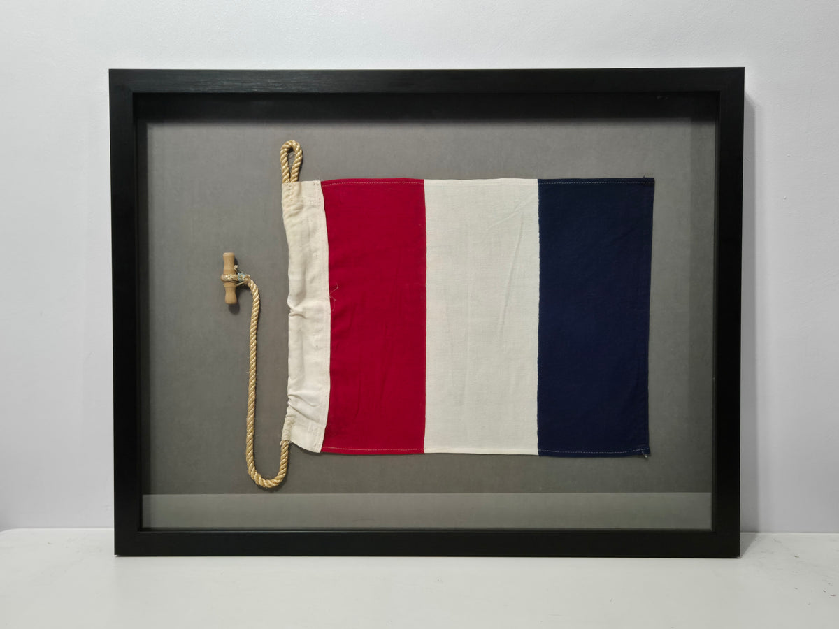 Framed International Code of Signals Tango (T) Linen Flag
