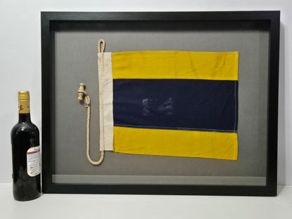 Framed International Code of Signals Delta (D) Linen Flag