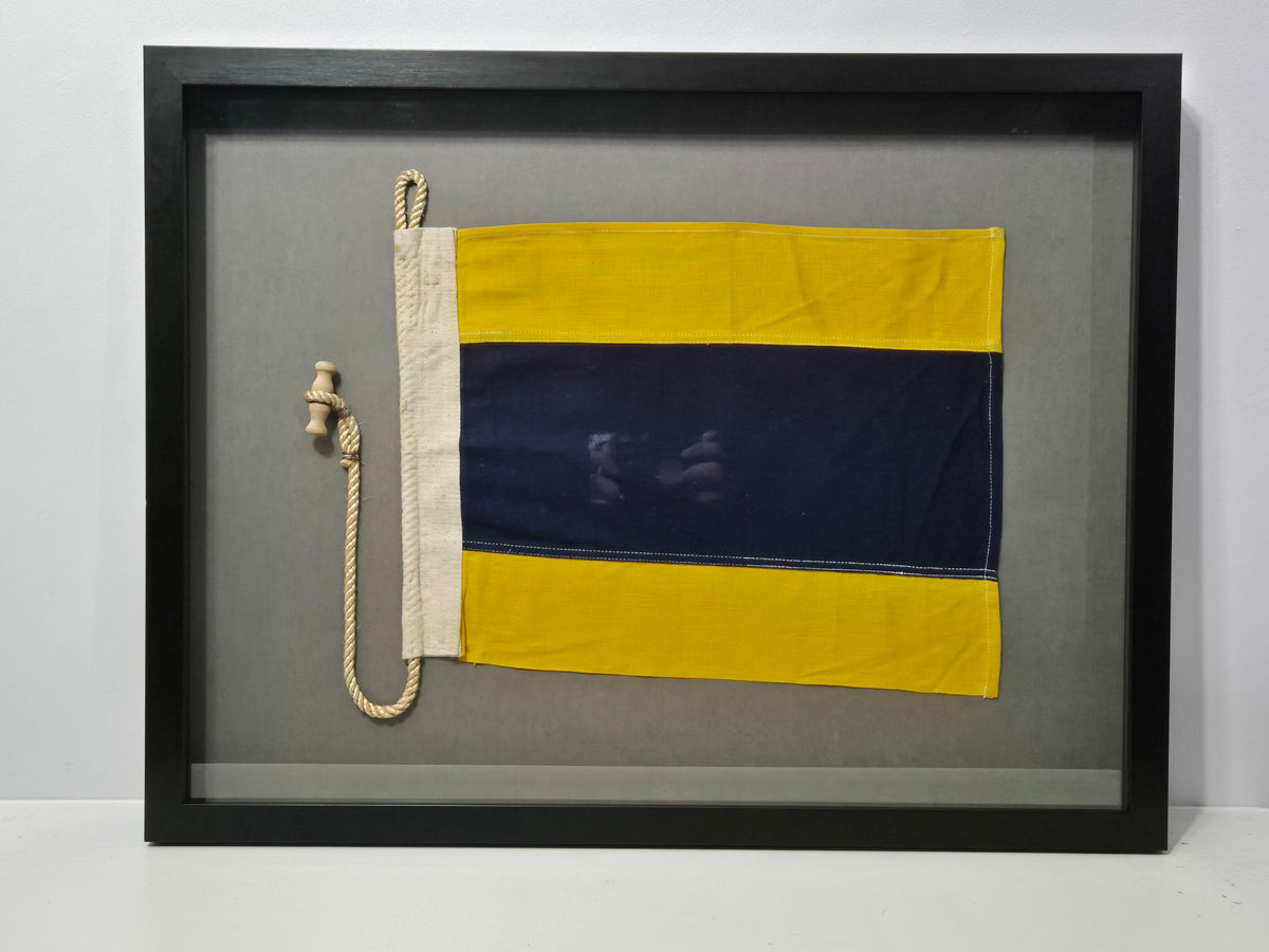 Framed International Code of Signals Delta (D) Linen Flag