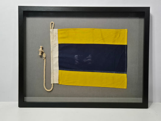 Framed International Code of Signals Delta (D) Linen Flag