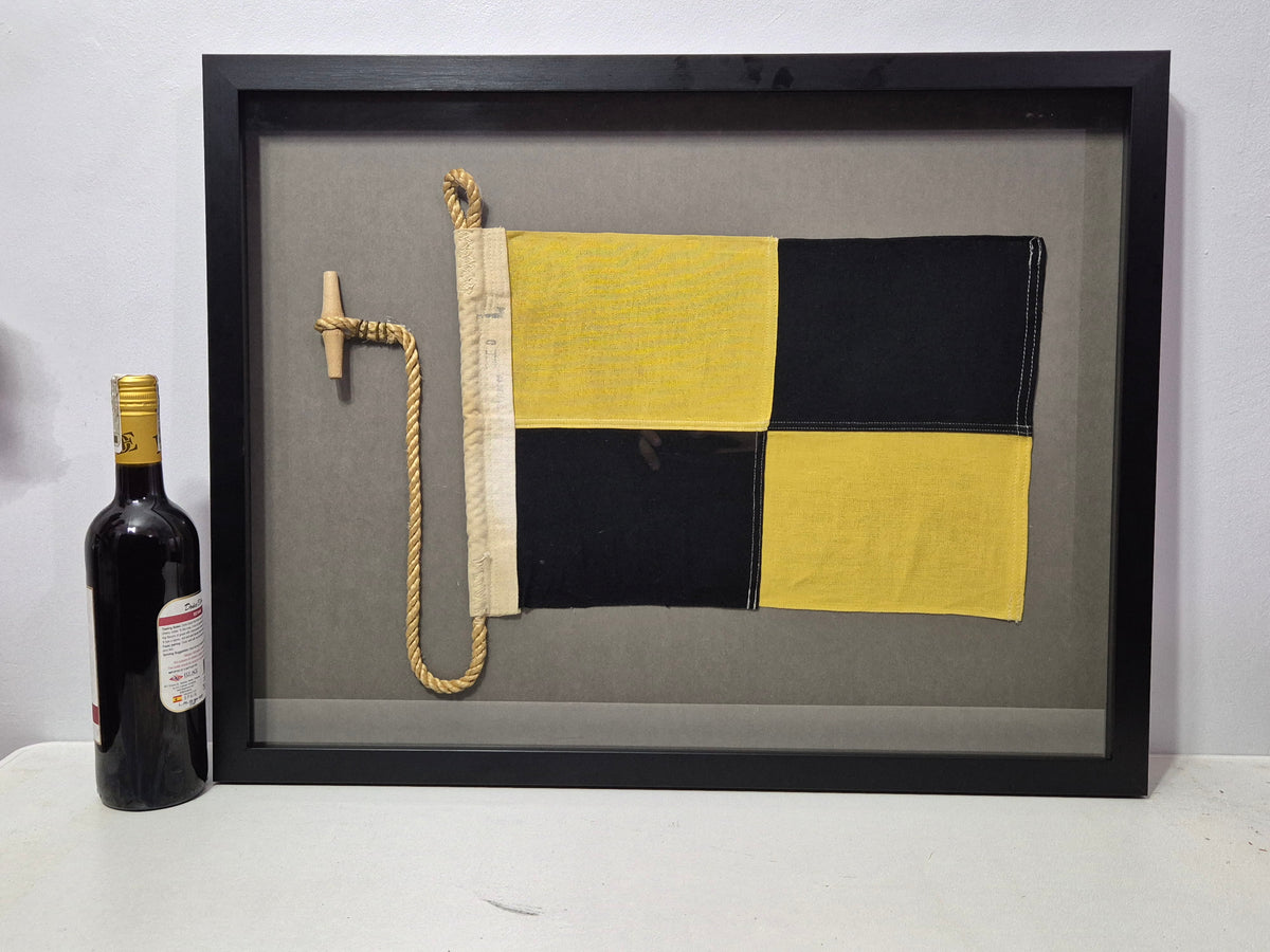 Framed International Code of Signals Lima (L) Linen Flag
