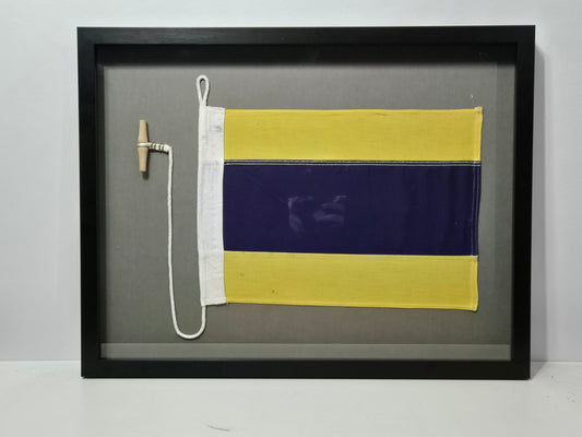 Framed International Code of Signals Delta (D) Linen Flag
