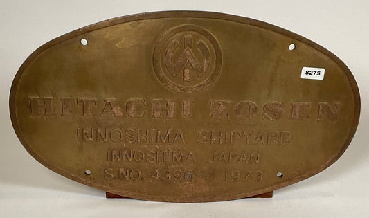 Ship Builders Plate from the Hitachi Zosen