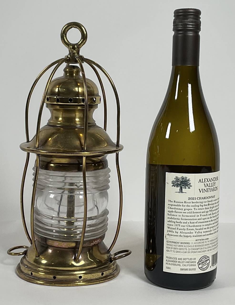 Solid Brass Ships Anchor Lantern with Fresnel Lens