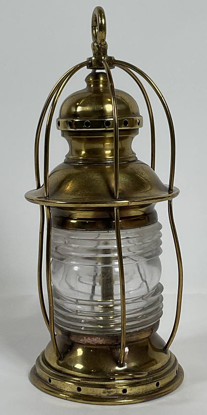 Solid Brass Ships Anchor Lantern with Fresnel Lens