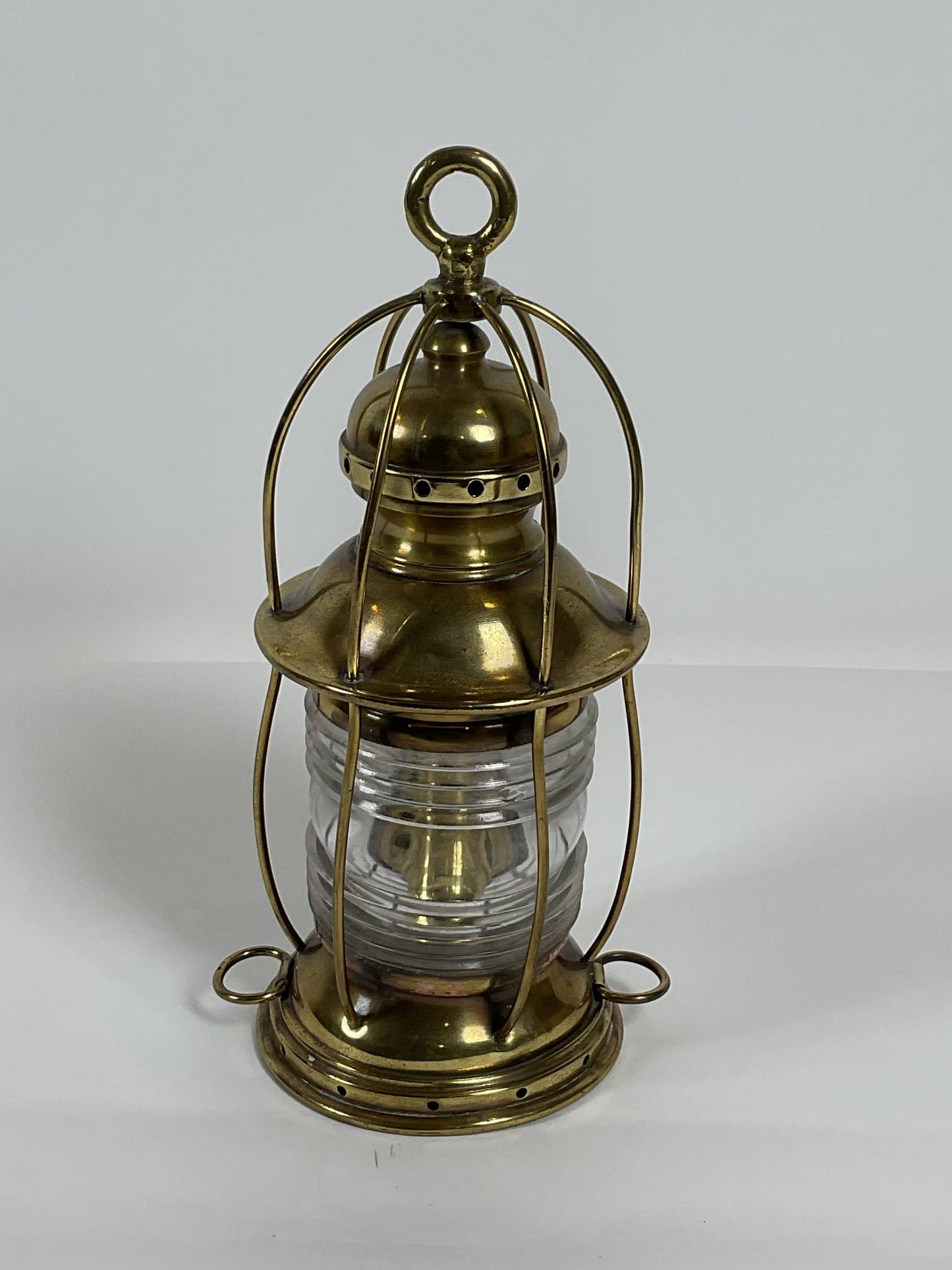 Solid Brass Ships Anchor Lantern with Fresnel Lens