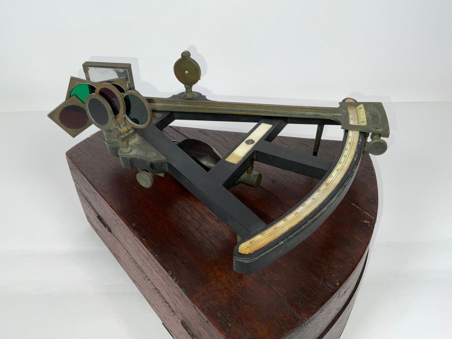 Ebony Ships Navigators Octant in Box