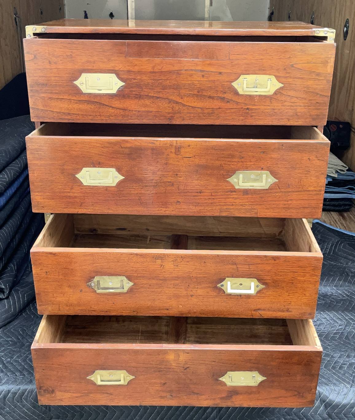 Teak Two Part Campaign Chest with Brass Trim