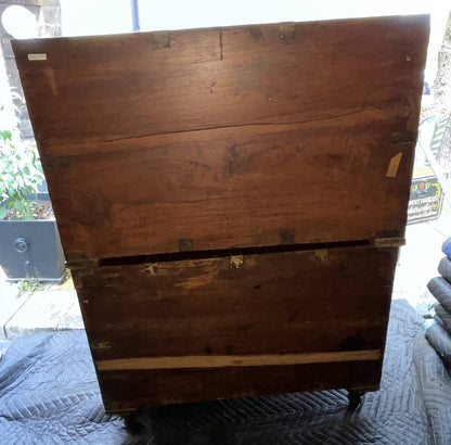 Teak Two Part Campaign Chest with Brass Trim