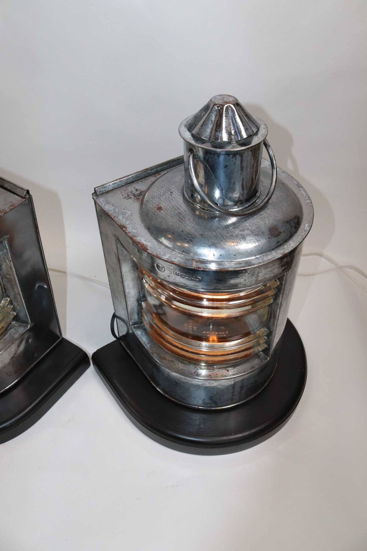 Polished Steel Ships Port and Starboard Lanterns