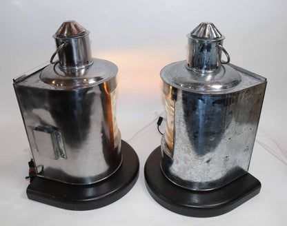 Polished Steel Ships Port and Starboard Lanterns