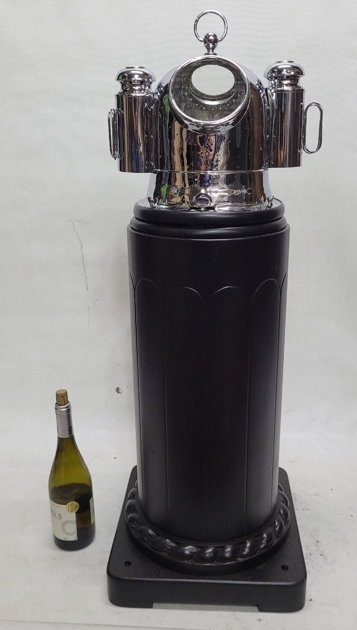 Chrome Plated Boat Compass Binnacle on Wood Pedestal