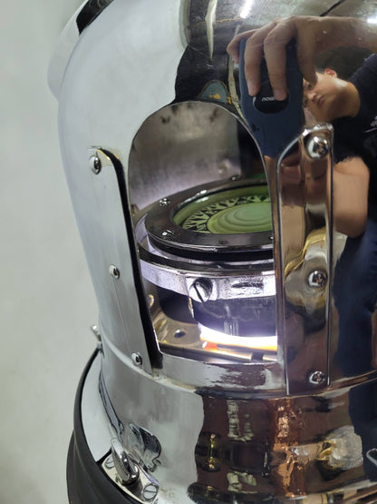 Chrome Plated Boat Compass Binnacle on Wood Pedestal