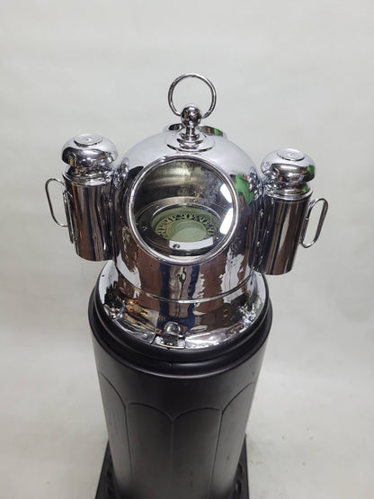 Chrome Plated Boat Compass Binnacle on Wood Pedestal