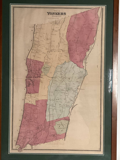 Map of the town of Yonkers in Westchester County