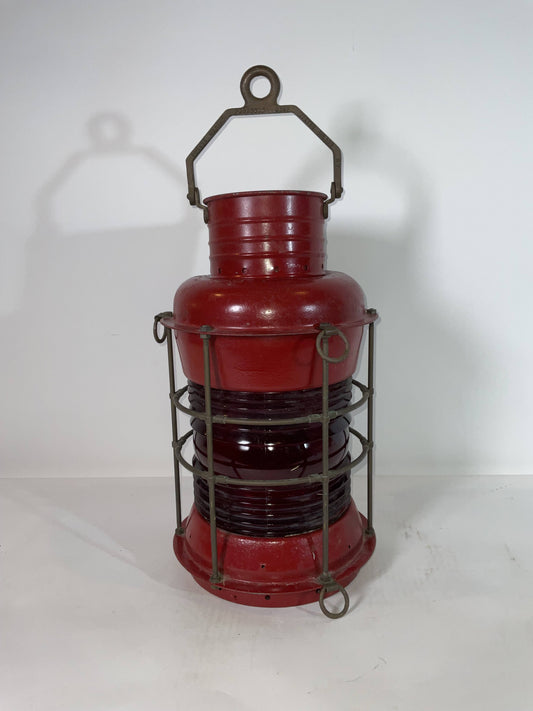 Large Ships Lantern with Red Fresnel Lens