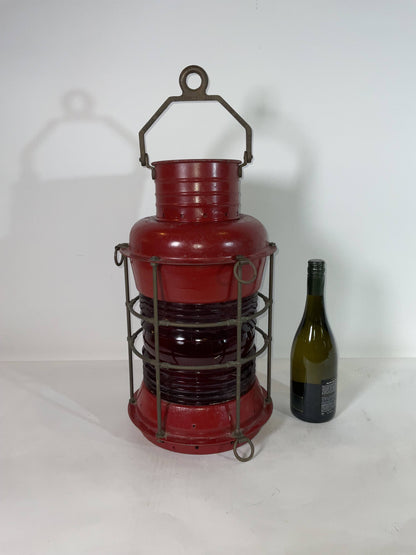 Large Ships Lantern with Red Fresnel Lens