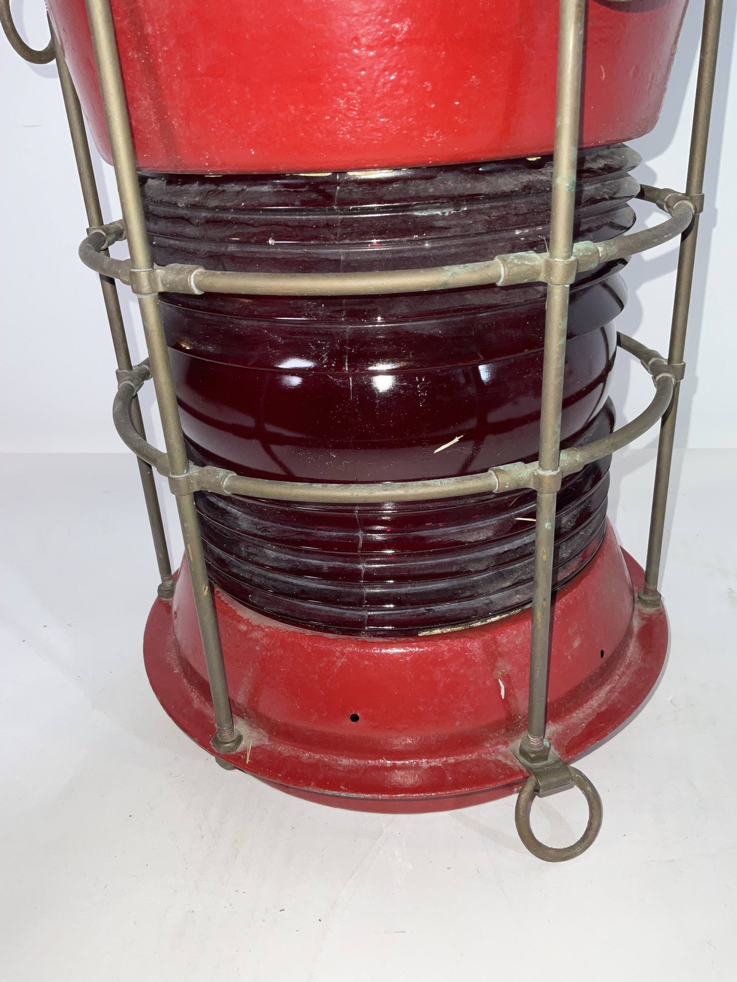 Large Ships Lantern with Red Fresnel Lens