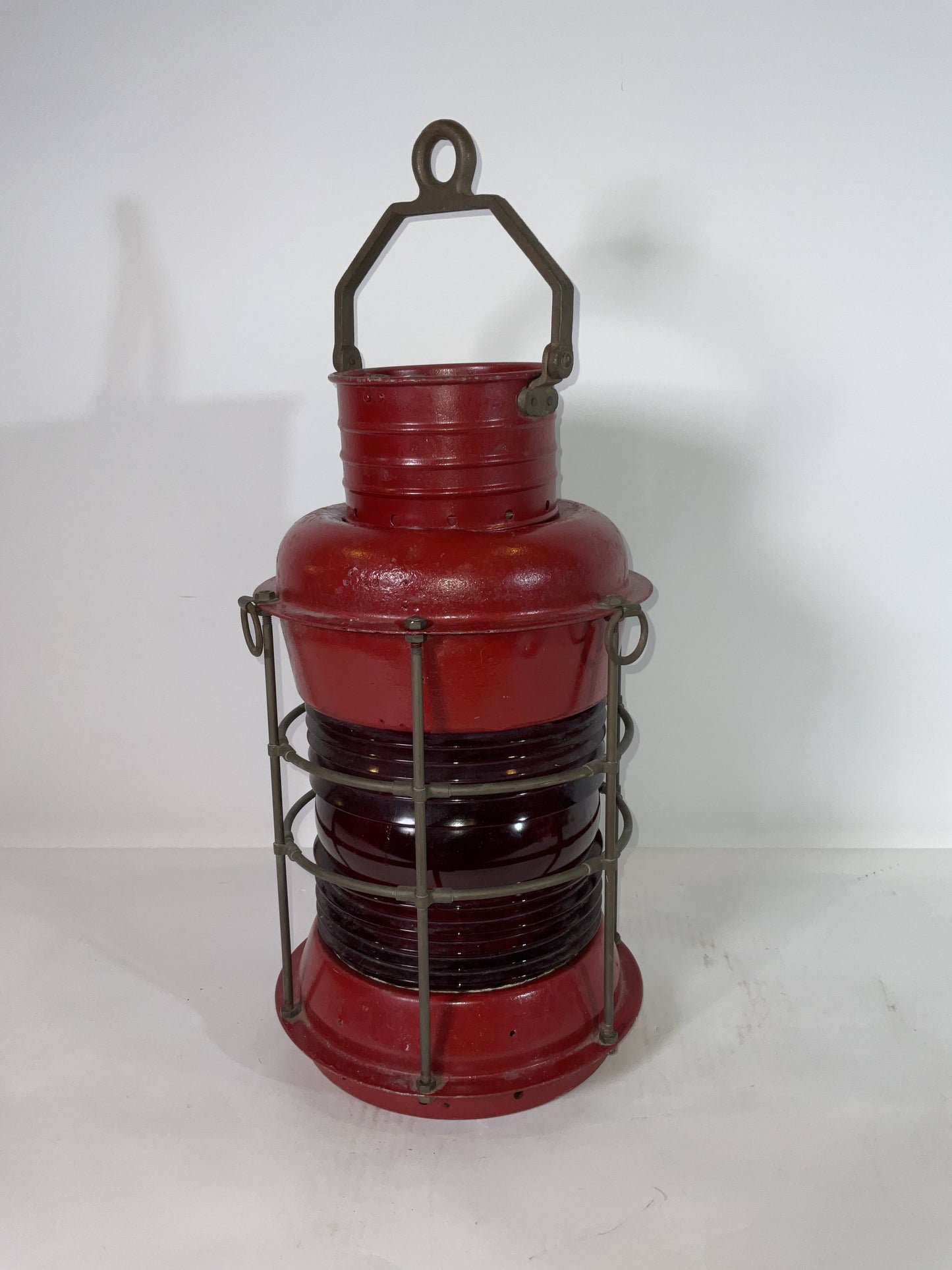 Large Ships Lantern with Red Fresnel Lens