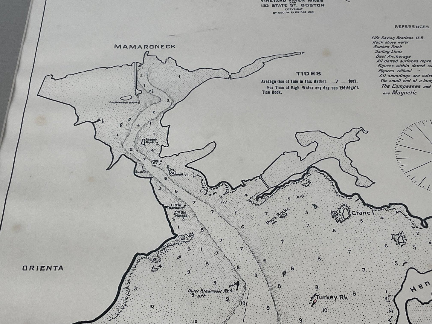 Mamaroneck New York Harbor Chart from 1901