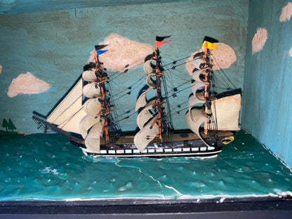 Ship Model Diorama of a Full Rigged Warship